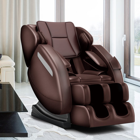 Massage Chair, Full Body Recliner with Zero Gravity Chair, Air Pressure, Bluetooth, Heat and Foot Roller Included, Brown