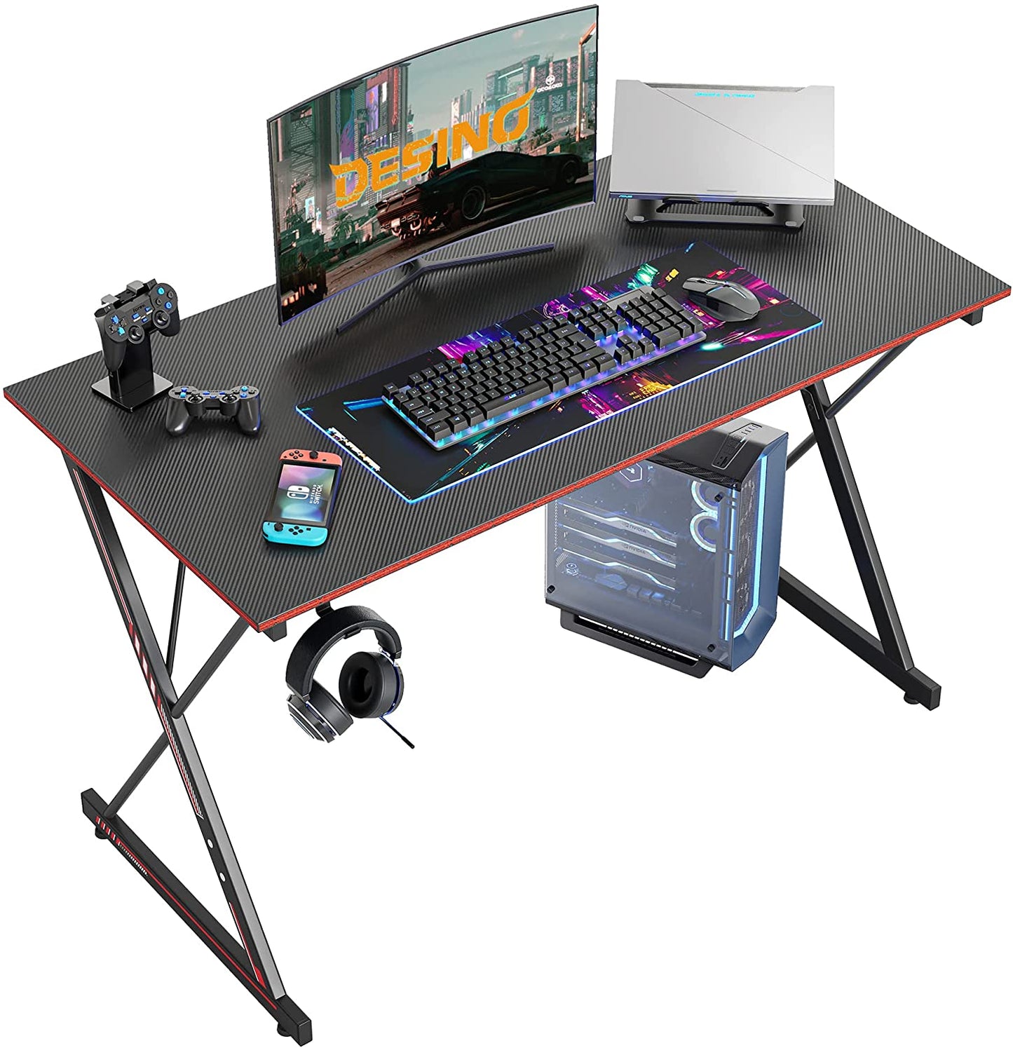 Gaming Desk 40 Inch PC Computer Desk, Home Office Desk Table Gamer Workstation, Simple Game Table, Black