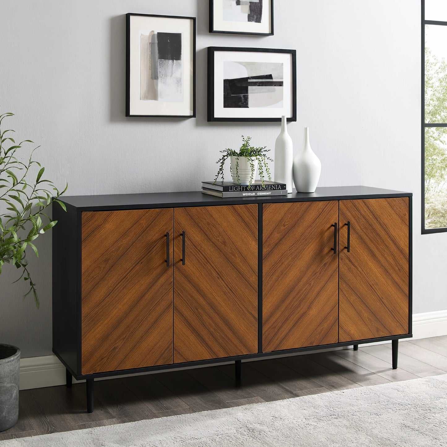 MiddleCass 58-Inch Mid-Century Modern 4-Door Buffet