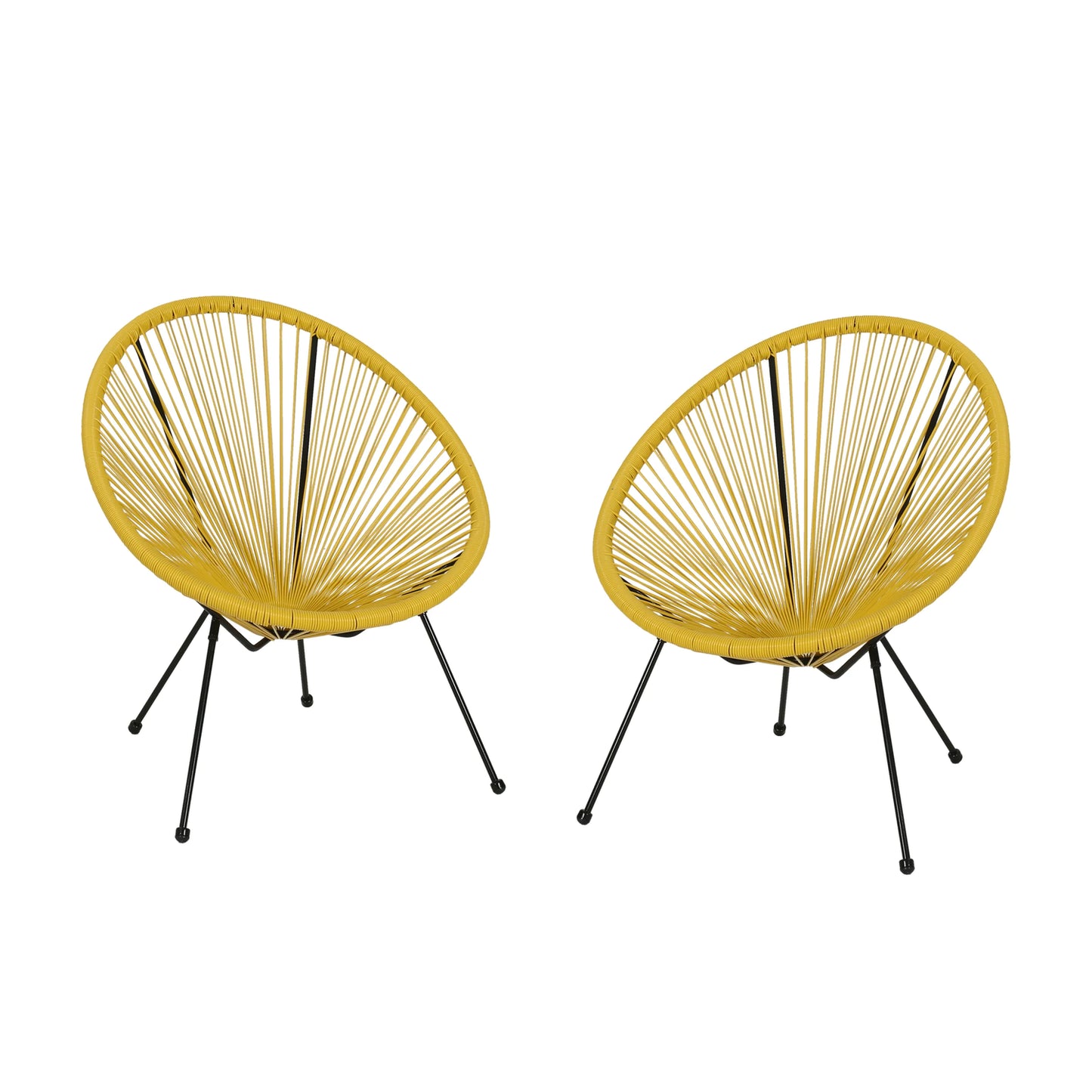 Anson Outdoor Steel Chairs W/ Hammock Rattan Seating (Set of 2) by