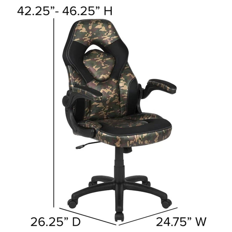 High Back Racing Style Ergonomic Gaming Chair with Flip-Up Arms, Black Leathersoft