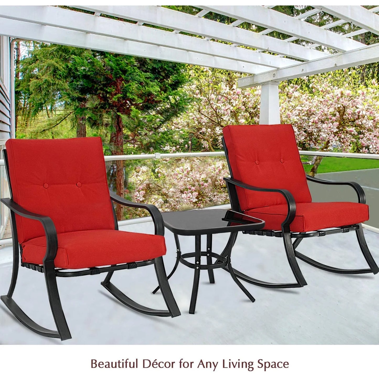 Metal Outdoor 3-Piece Rocking Bistro Set