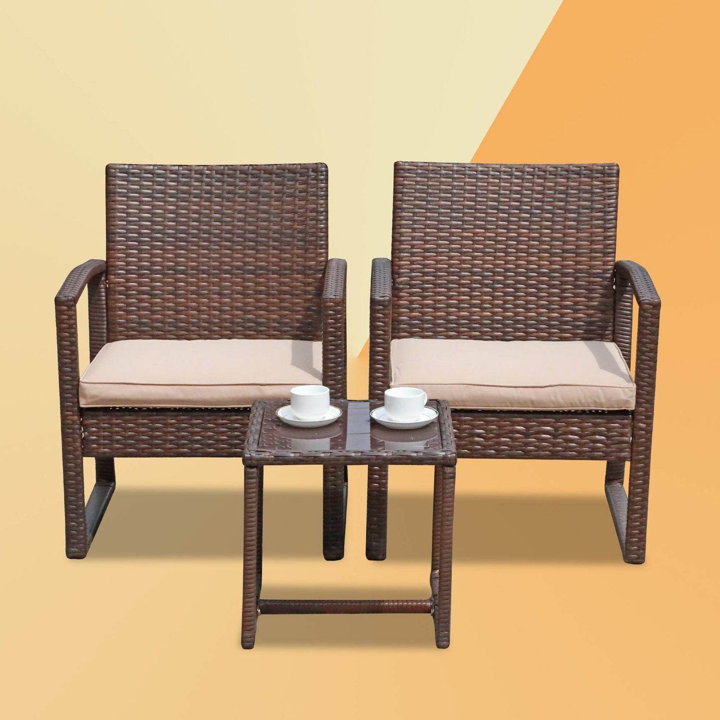 3-Pc. Outdoor Cushioned Wicker Chat Set