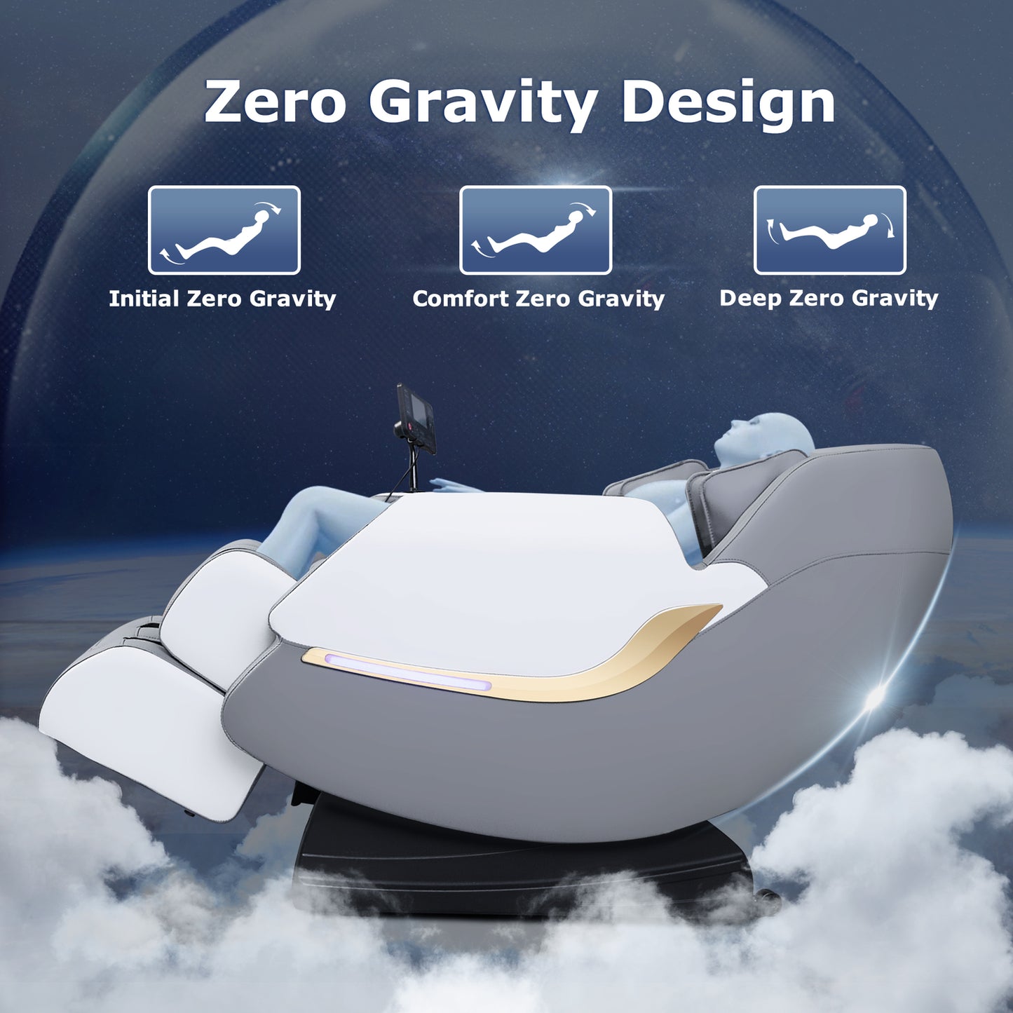 Massage Chair Full Body Massage Zero Gravity Shiatsu Recliner with Airbags, Gray