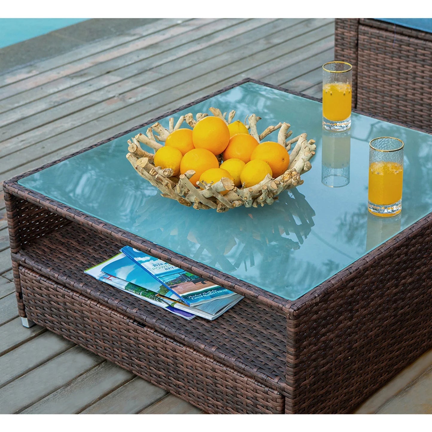 4-Piece Patio Outdoor Cushioned Wicker Sectional Sofa Set