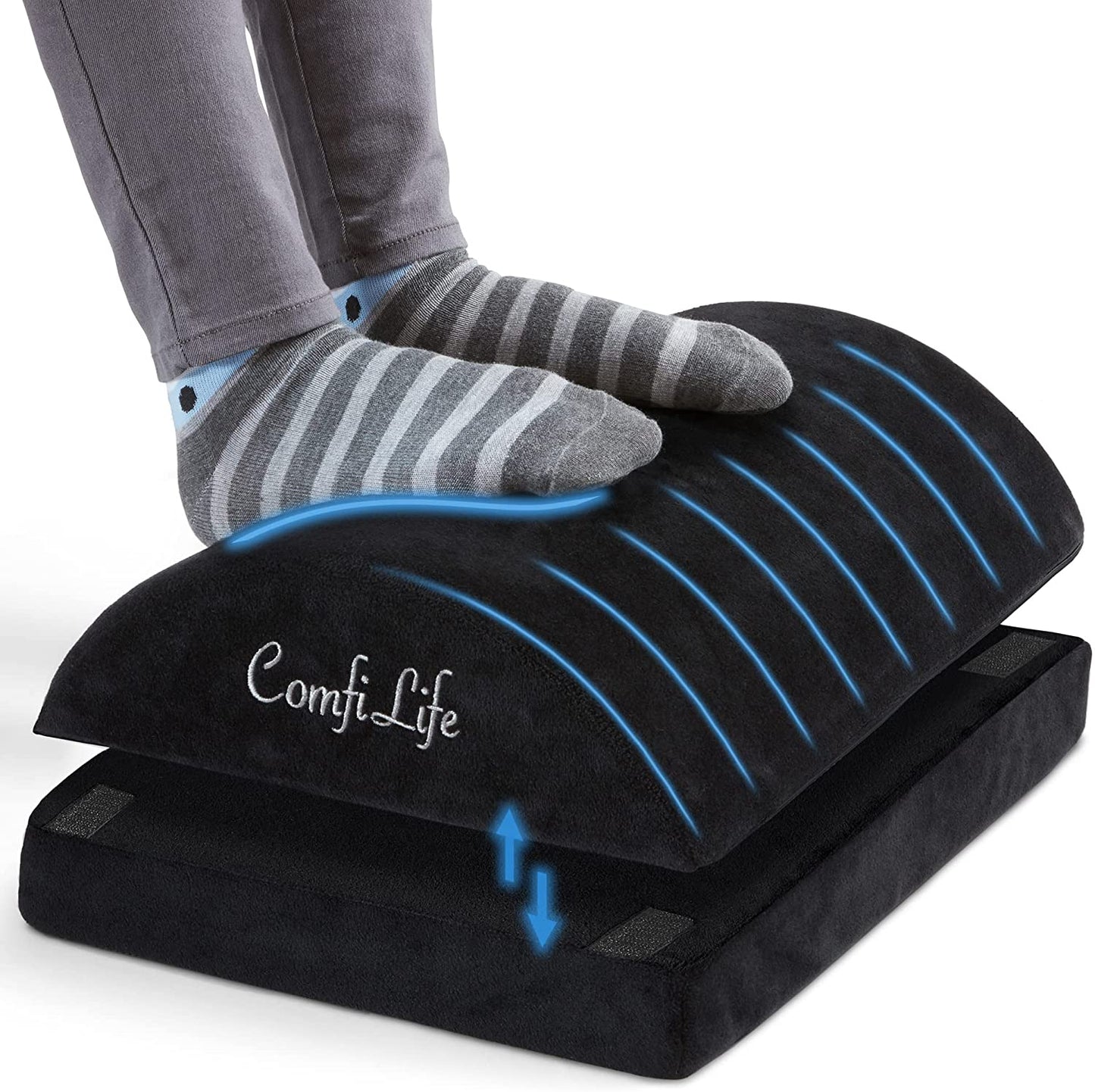 Foot Rest for under Desk at Work – Adjustable Memory Foam Foot Rest for Office Chair & Gaming Chair – Ergonomic Design for Back & Hip Pain Relief (Black)