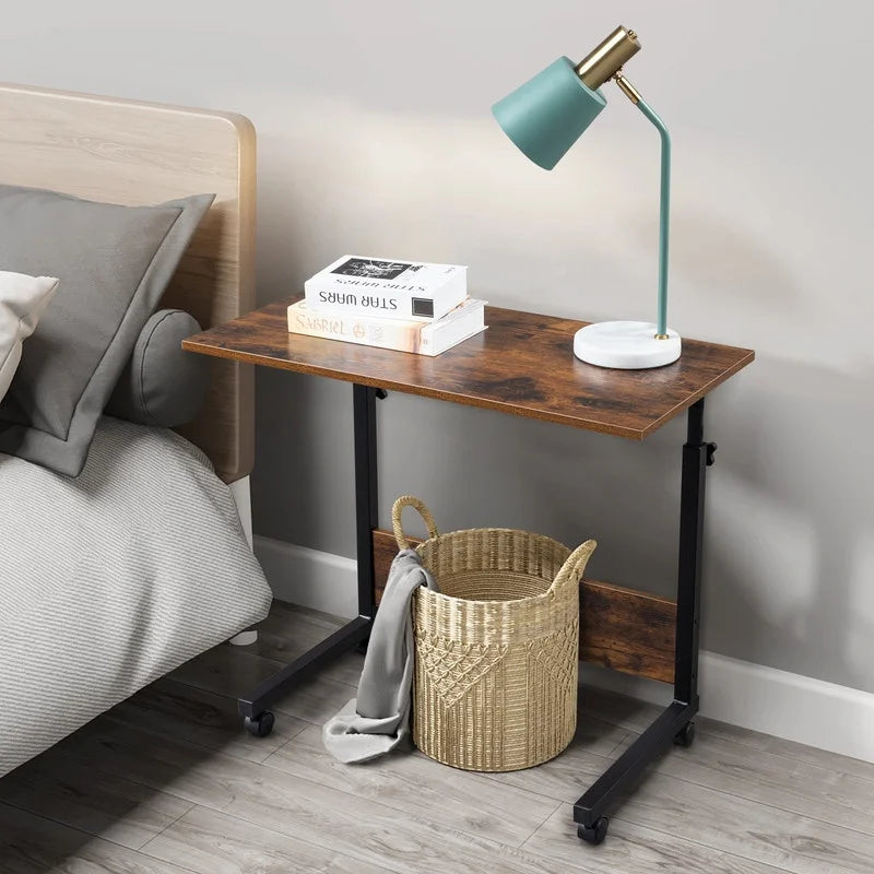 Height Adjustable Chipboard & Steel Side Table with Baffle