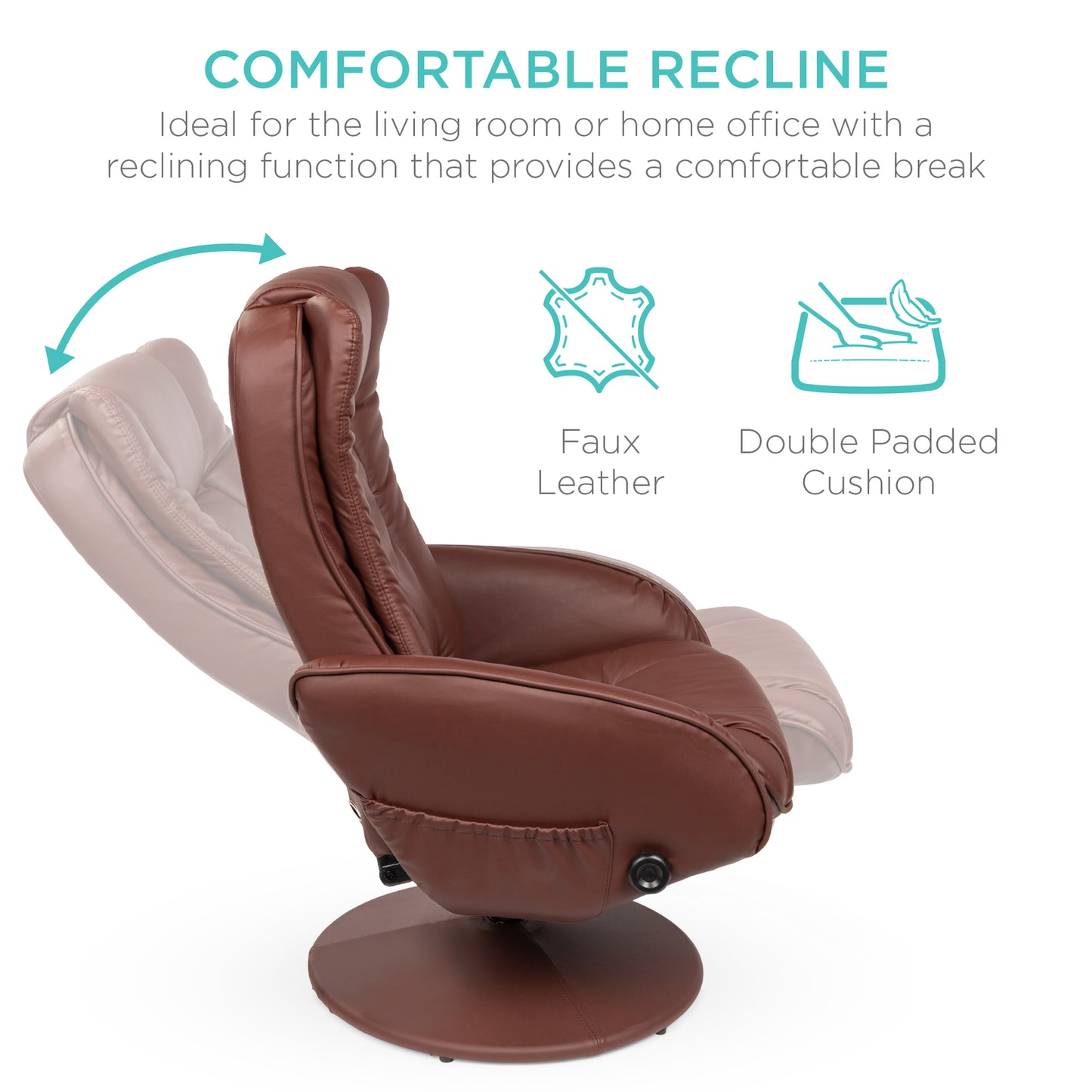 Faux Leather Electric Massage Recliner Chair W/ Stool Ottoman, Remote Control, 5 Modes - Brown