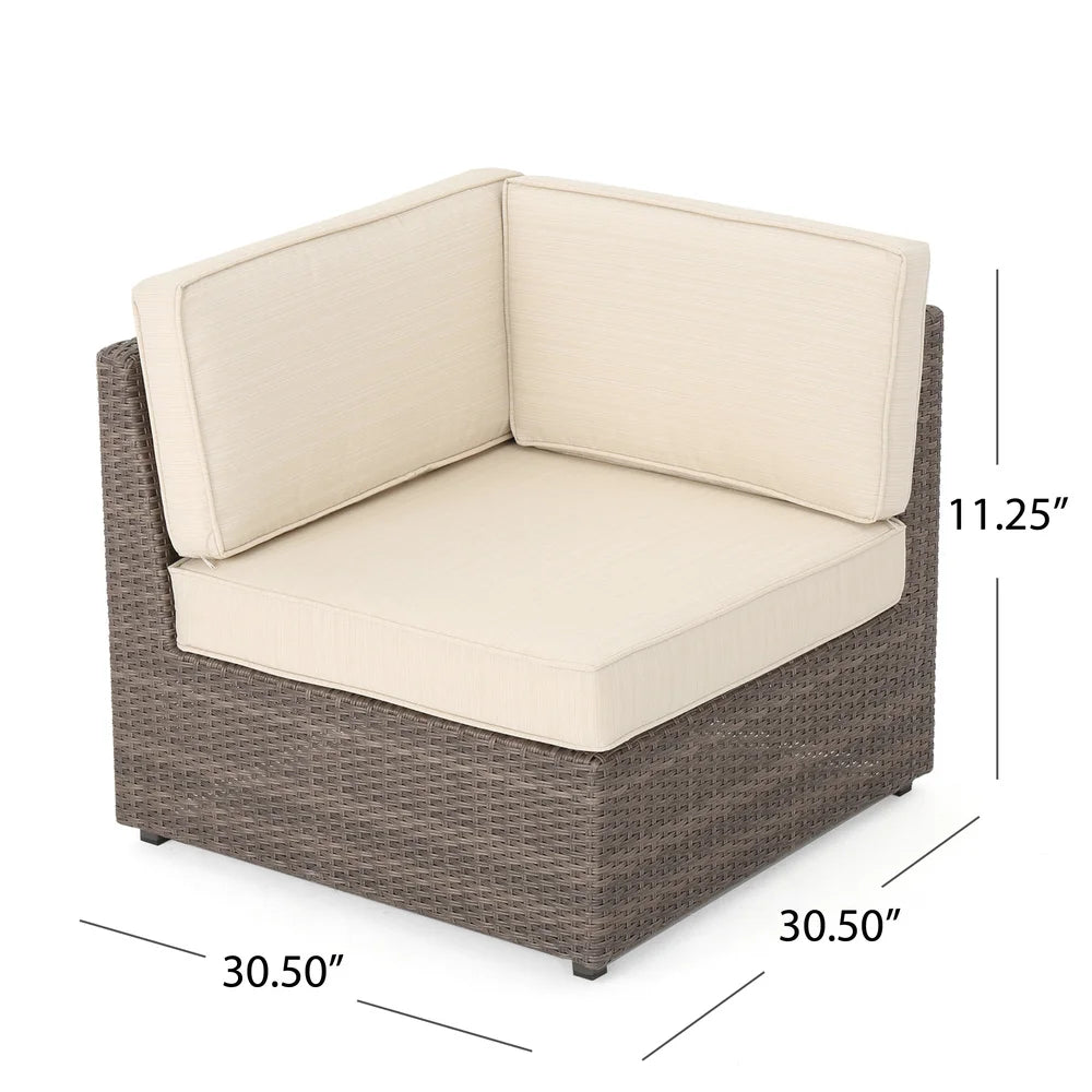 Santa Cruz Outdoor 8-Piece Wicker Sofa Set with Water Resistant Cushions by