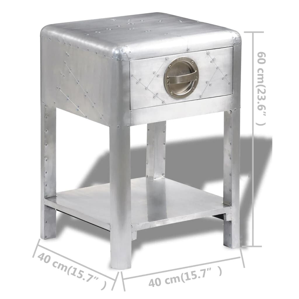Retro Aviator End Table with 1 Drawer Vintage Aircraft Airman Style