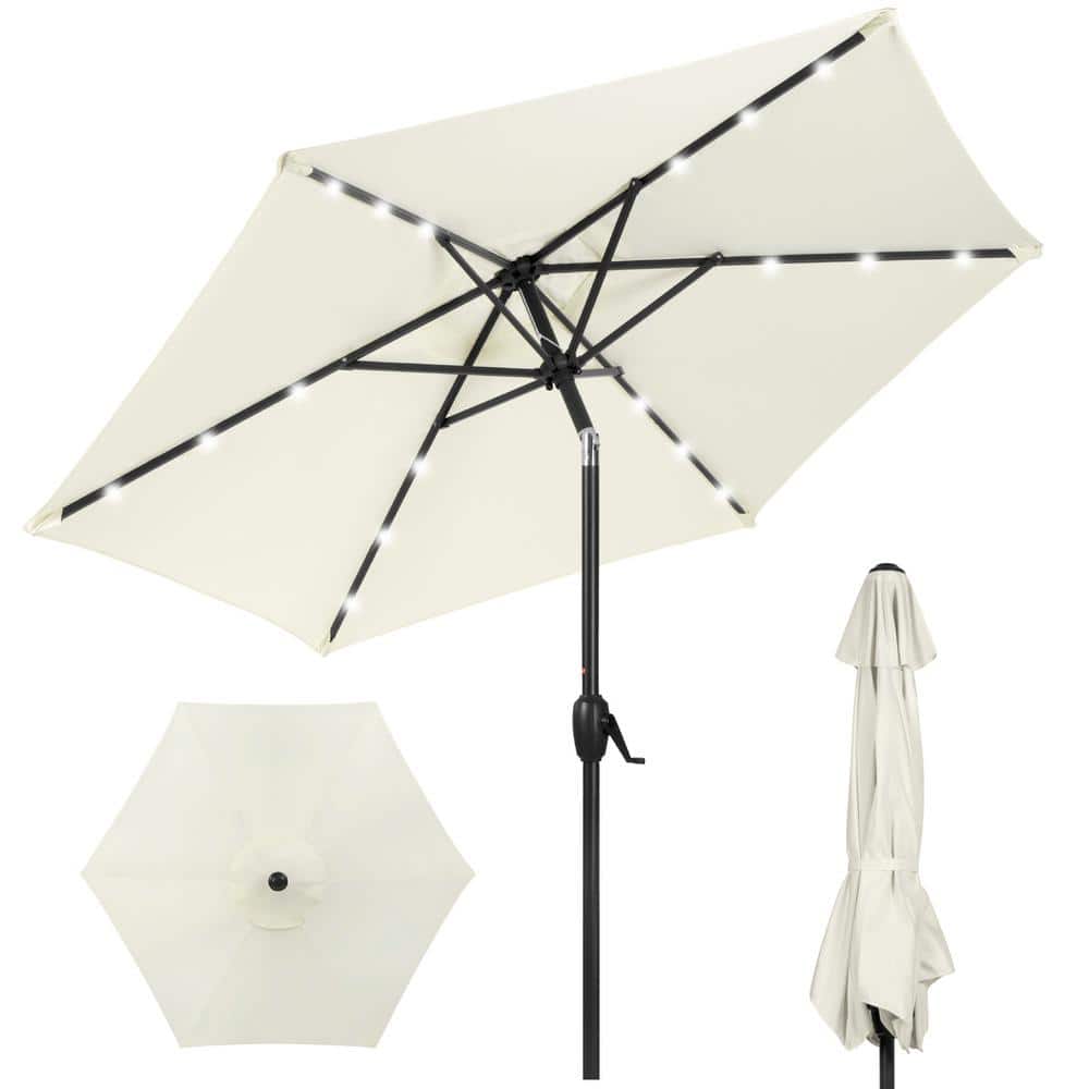 LED Solar Patio Umbrella Aluminum Outdoor Patio Outdoor Patio Umbrella 7.5 Ft