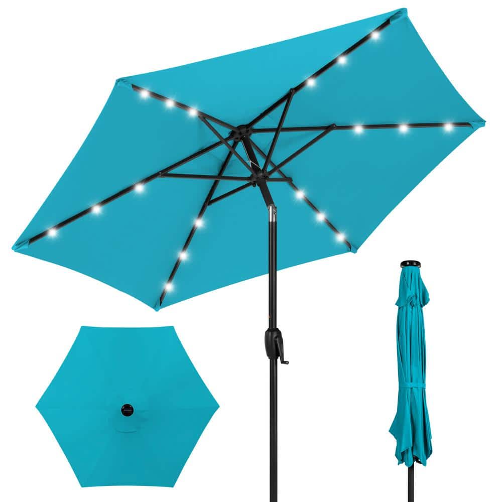 LED Solar Patio Umbrella Aluminum Outdoor Patio Outdoor Patio Umbrella 7.5 Ft