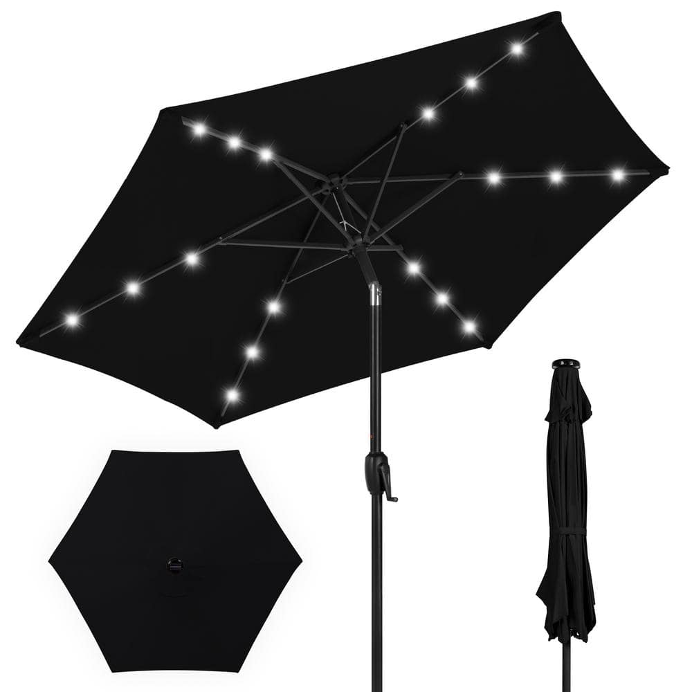 LED Solar Patio Umbrella Aluminum Outdoor Patio Outdoor Patio Umbrella 7.5 Ft