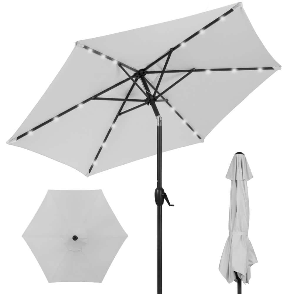 LED Solar Patio Umbrella Aluminum Outdoor Patio Outdoor Patio Umbrella 7.5 Ft