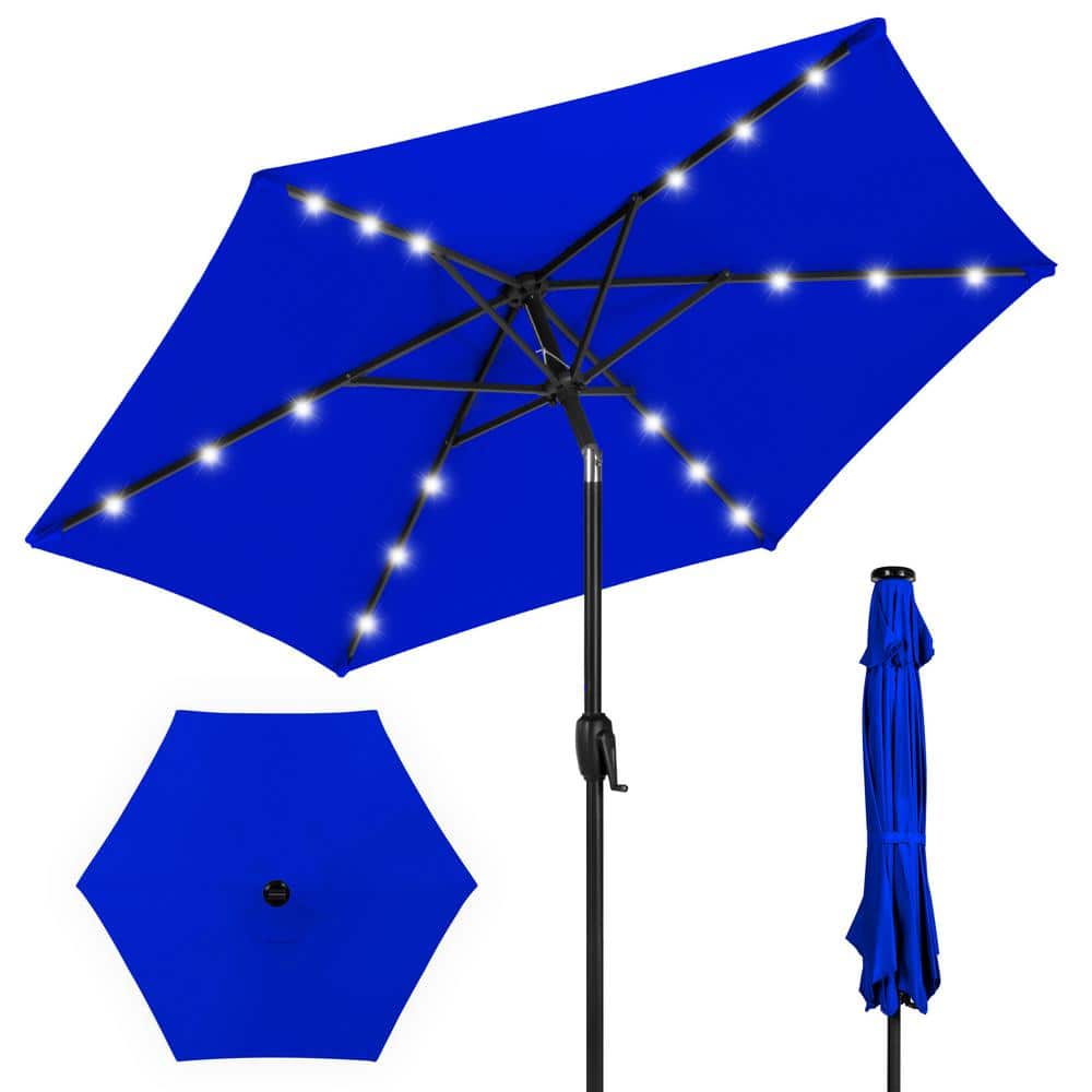 LED Solar Patio Umbrella Aluminum Outdoor Patio Outdoor Patio Umbrella 7.5 Ft