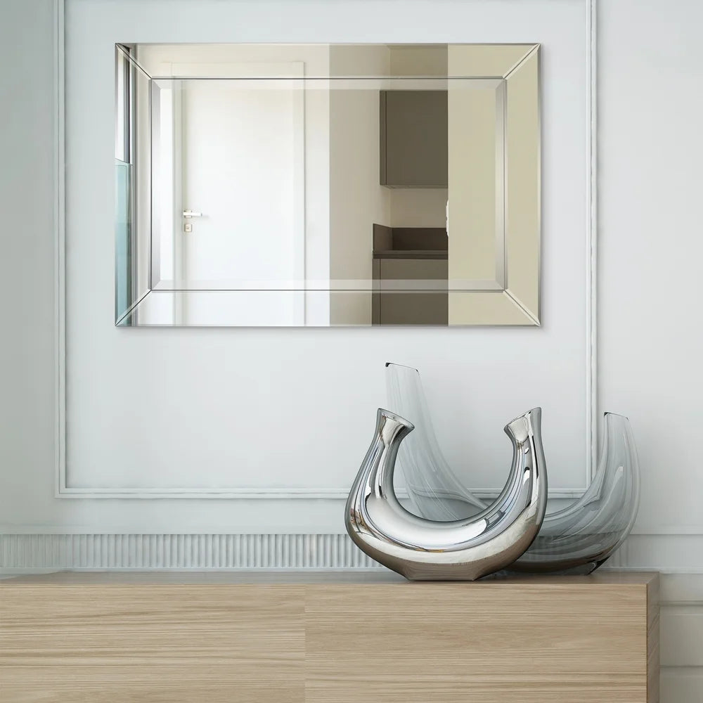 Beveled Rectangular Bathroom or Bedroom Wall Mirror