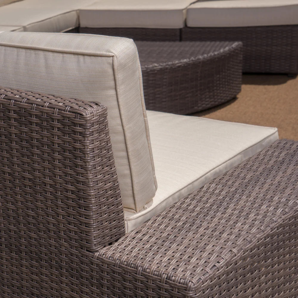 Santa Cruz Outdoor 8-Piece Wicker Sofa Set with Water Resistant Cushions by