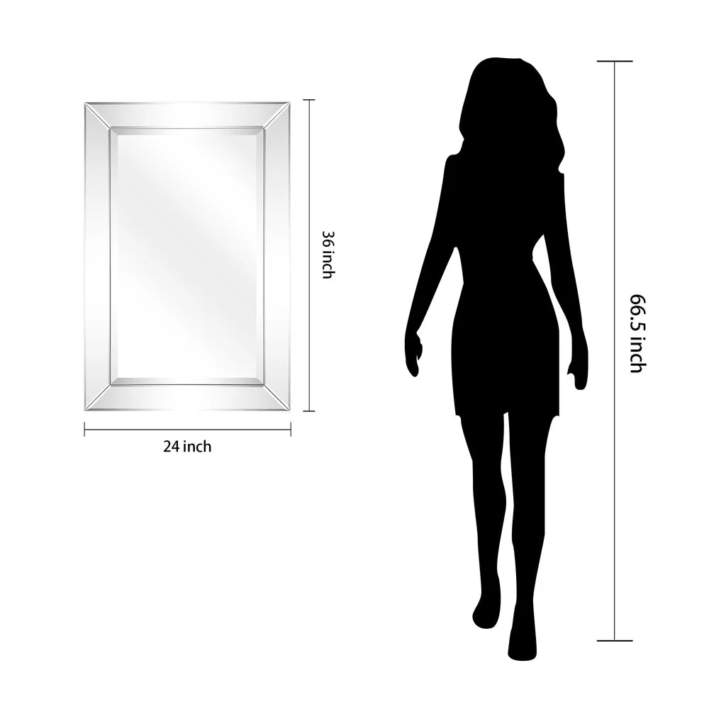 Beveled Rectangular Bathroom or Bedroom Wall Mirror