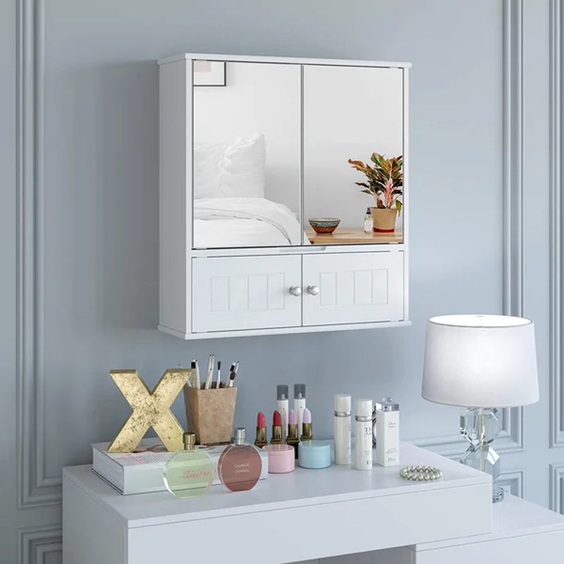 Barzan Surface Mount Framed 2 Door Medicine Cabinet with 3 Adjustable Shelves