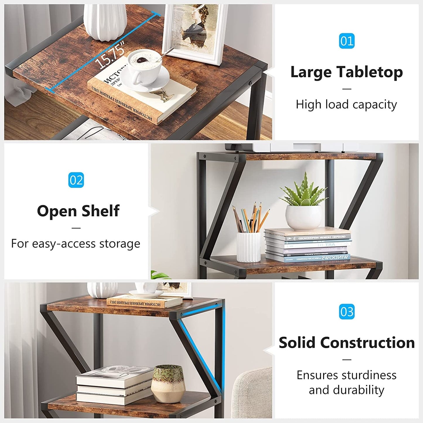 3-Tier Printer Stand, Industrial Printer Cart with Storage