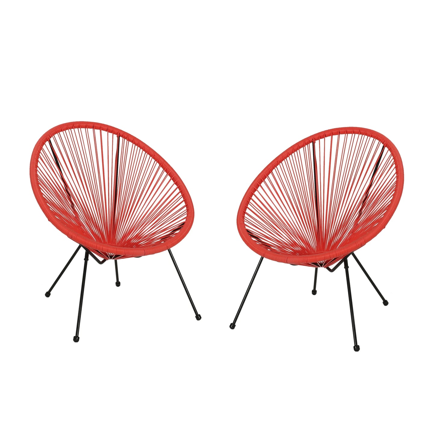 Anson Outdoor Steel Chairs W/ Hammock Rattan Seating (Set of 2) by