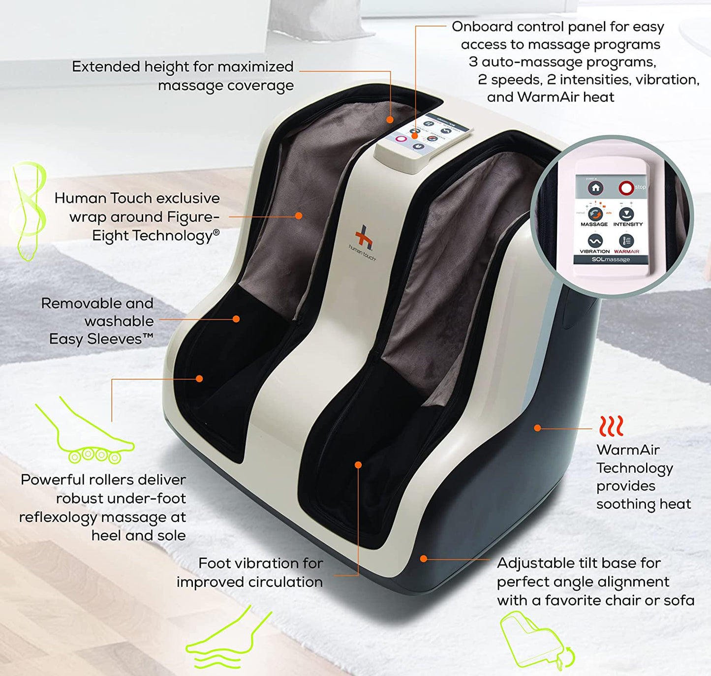 Reflex SOL Foot & Calf Massager W/ Heat - Plantar Fasciitis Relief + Circulation + Shiatsu Deep Kneading + Vibrating for Stress + Compression - Adjustable for Women and Men up to Size 12