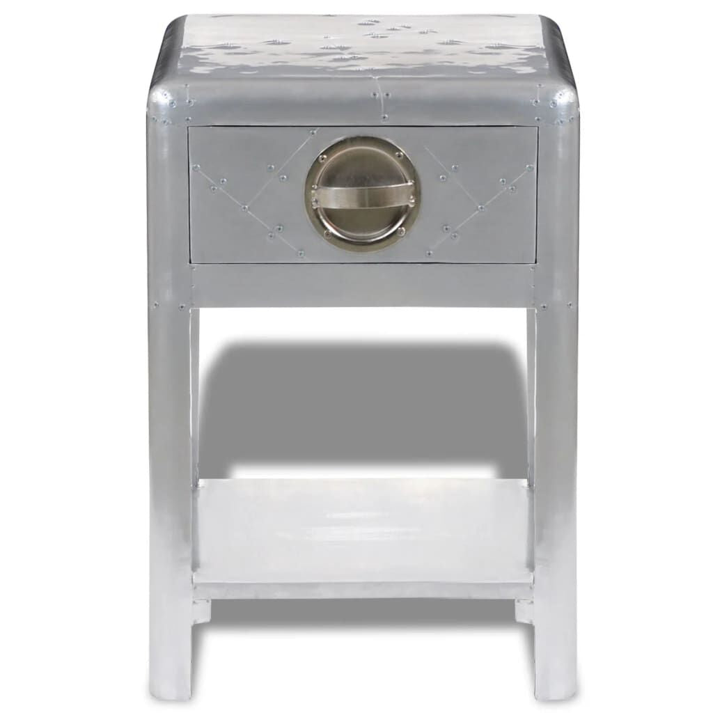Retro Aviator End Table with 1 Drawer Vintage Aircraft Airman Style