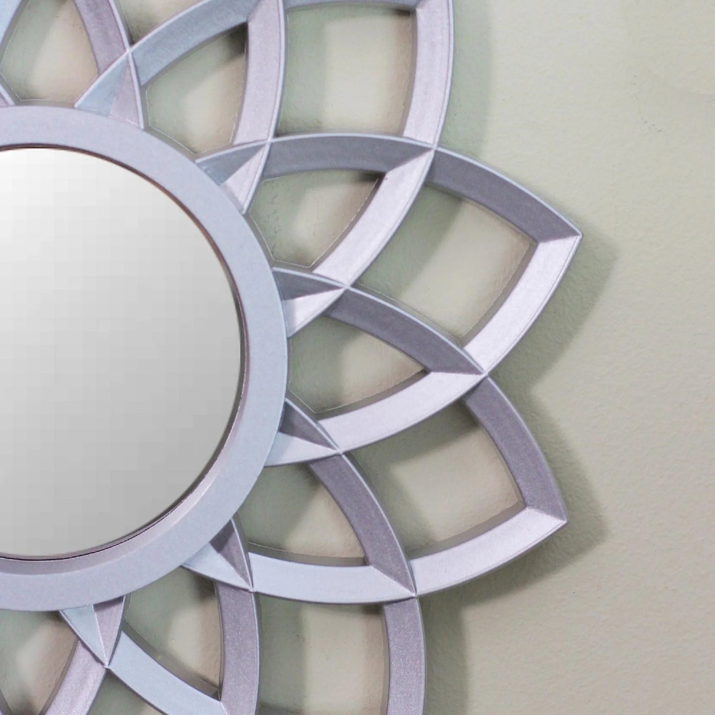 Set of 3 Matte Silver Arched Floral Mirrors Wall Decor 10"