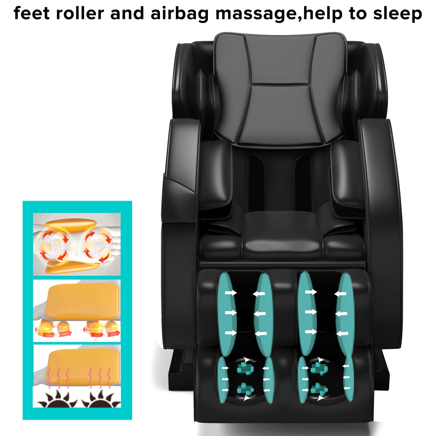 Massage Chair, Full Body Recliner with Zero Gravity Chair, Air Pressure, Bluetooth, Heat and Foot Roller Included, Black