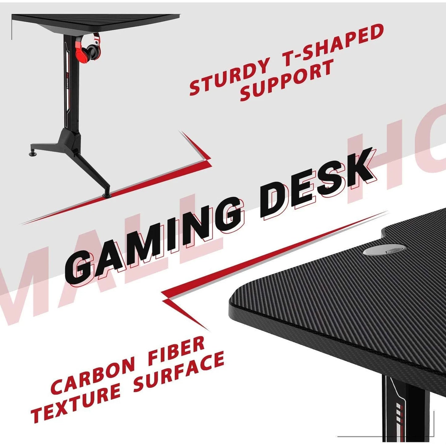 Height Adjustable Gaming Desk 63 Inch T Shape Pc Computer Desk Office Worksation