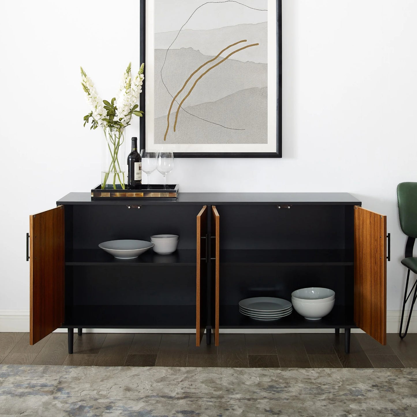 MiddleCass 58-Inch Mid-Century Modern 4-Door Buffet