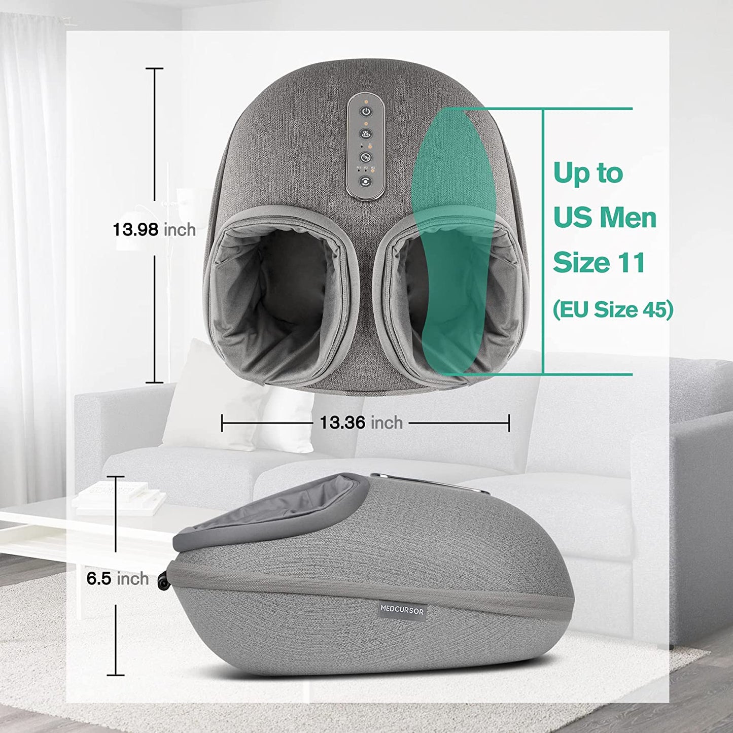 Foot Massager Machine with Heat, Deep Kneading Massager, Delivers Relief for Tired Muscles and Plantar, Multi-Level Settings & Adjustable Intensity for Home or Office Use.