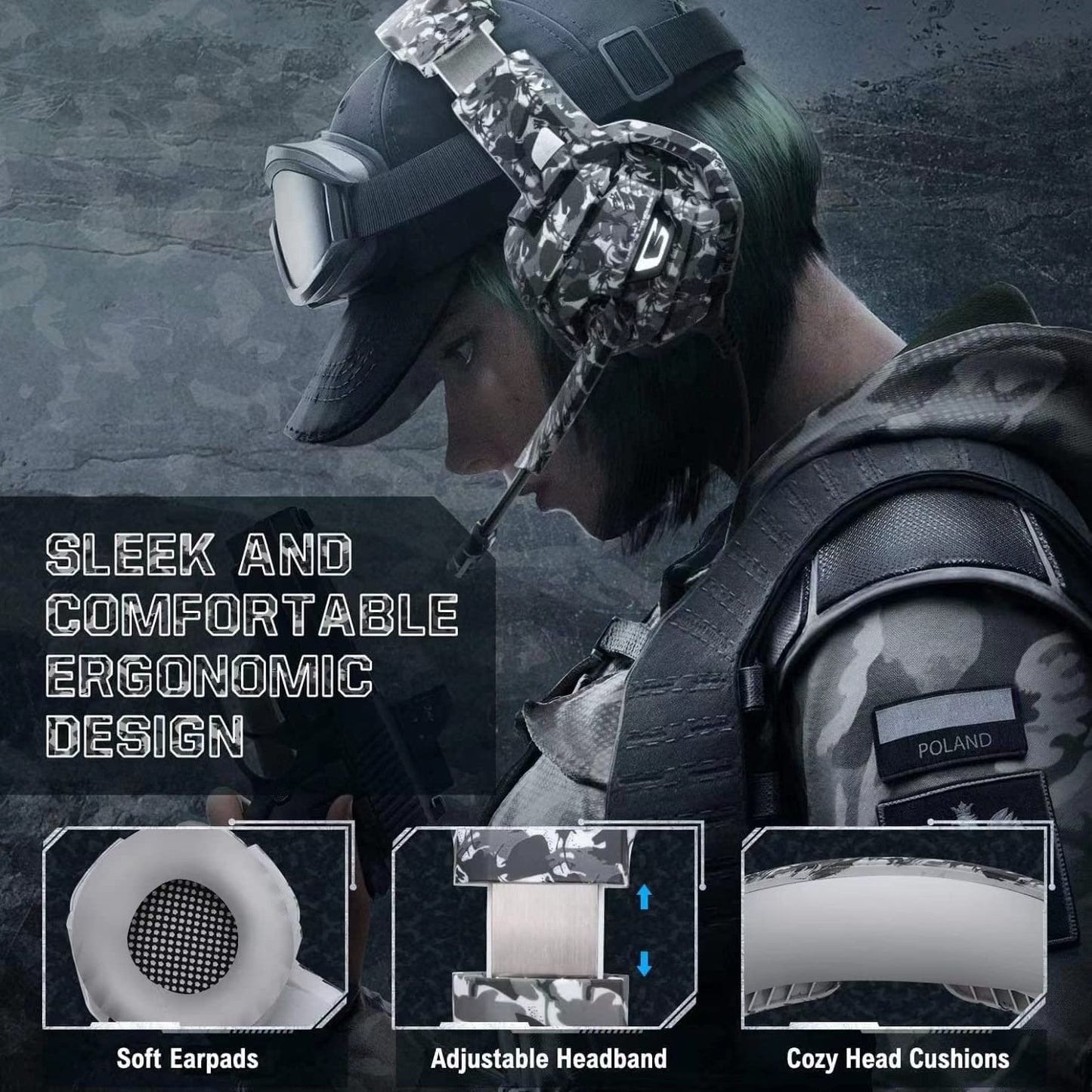 Gaming Headset with Microphone, Gaming Headphones Stereo 7.1 Surround Sound PS4 Headset 50Mm Drivers, 3.5Mm Audio Jack over Ear Headphones Wired for PC Switch Playstation Xbox PS5 Laptop