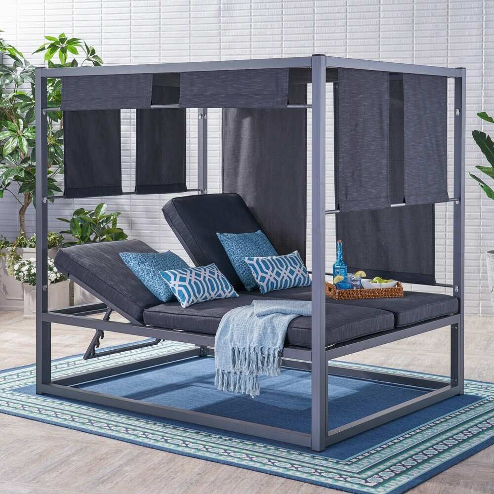 Heminger Outdoor Aluminum Daybed with Canopy by