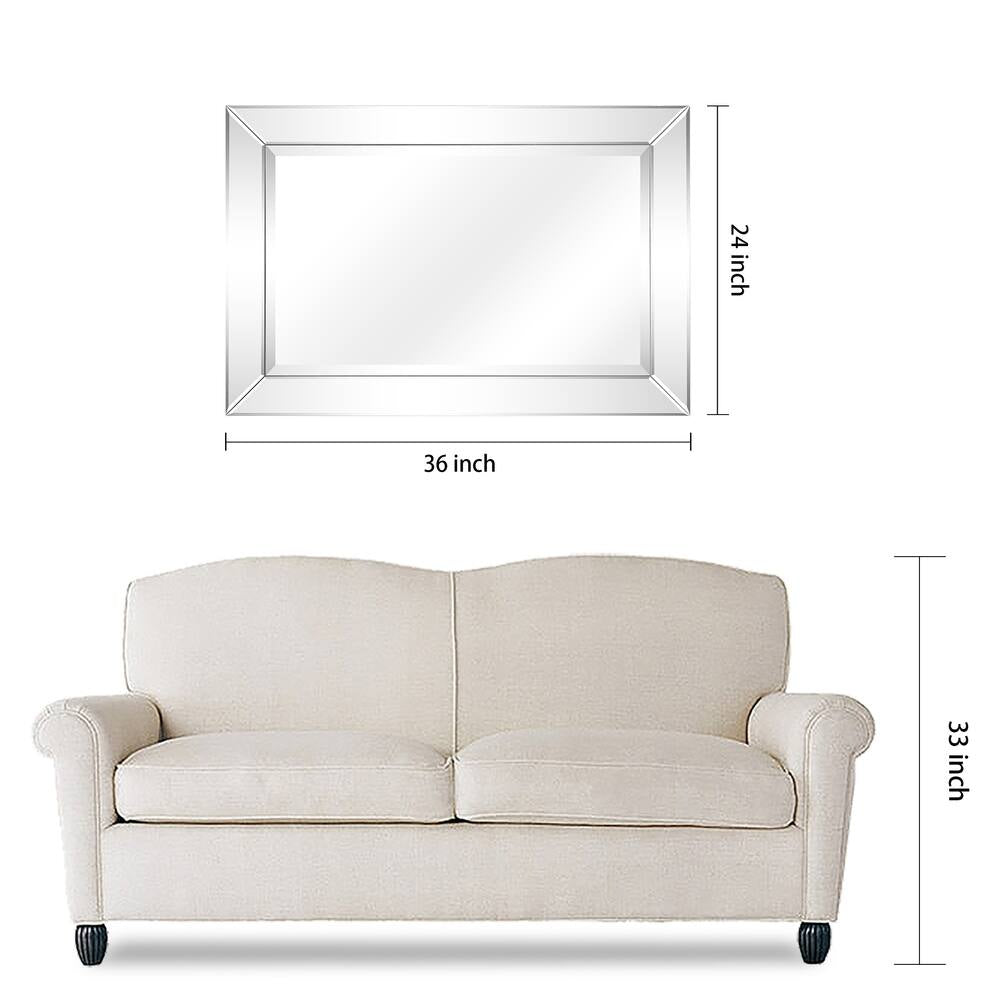 Beveled Rectangular Bathroom or Bedroom Wall Mirror