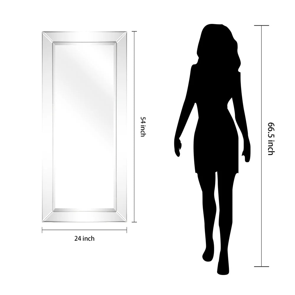 Beveled Rectangular Bathroom or Bedroom Wall Mirror