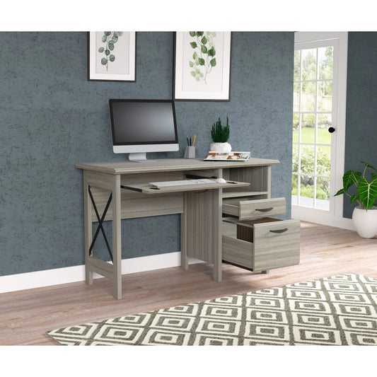 Inval 2-Drawer Computer Desk with Keyboard Tray
