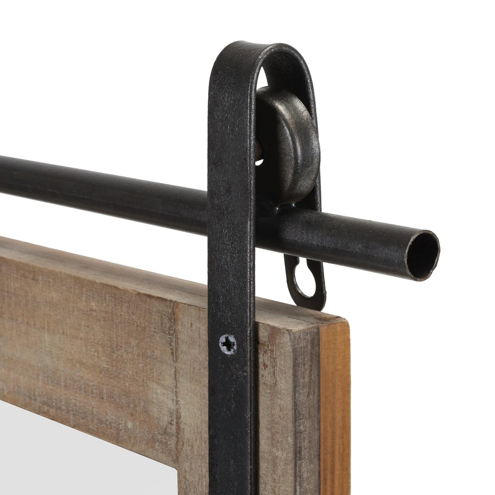 Rustic Barn Door Wall Vanity Mirror with Shelf