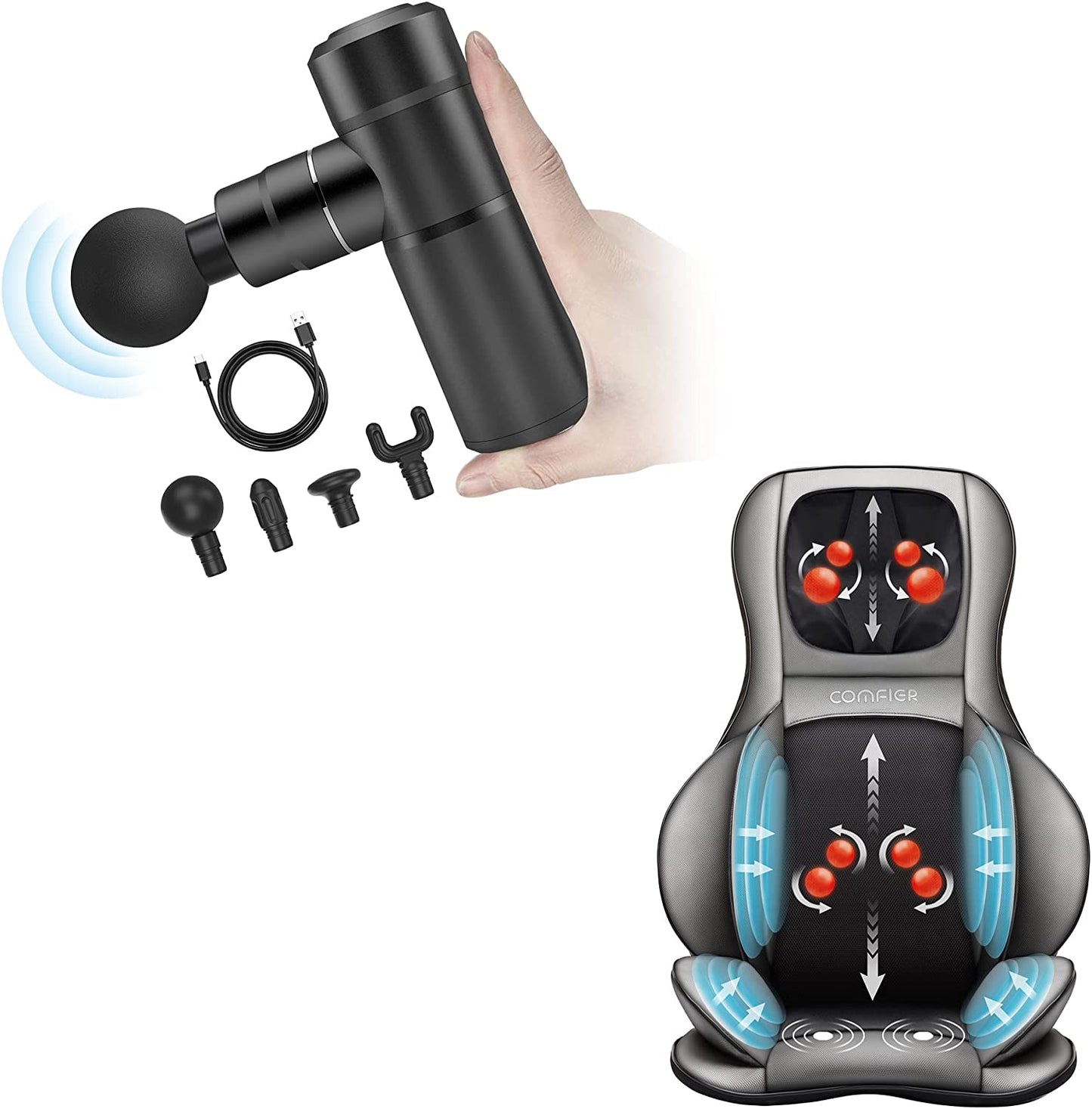 Mini Massage Gun, Deep Tissue Massager Gun,Usb Charging,Lightweight Portable Percussion Muscle Gun for Athletes,Gifts for Men,Women,Super Quiet Body Massage Gun for Neck,Back,Arm,Leg
