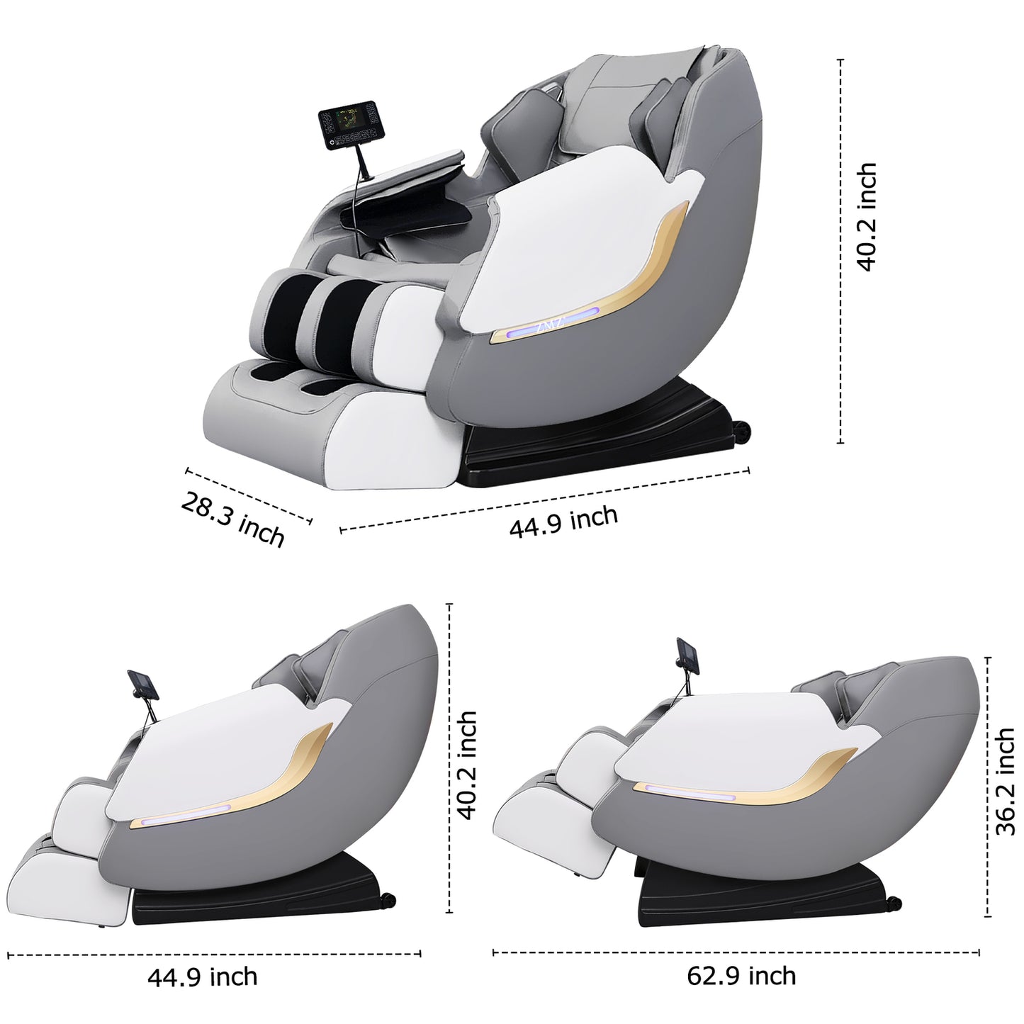 Massage Chair Full Body Massage Zero Gravity Shiatsu Recliner with Airbags, Gray