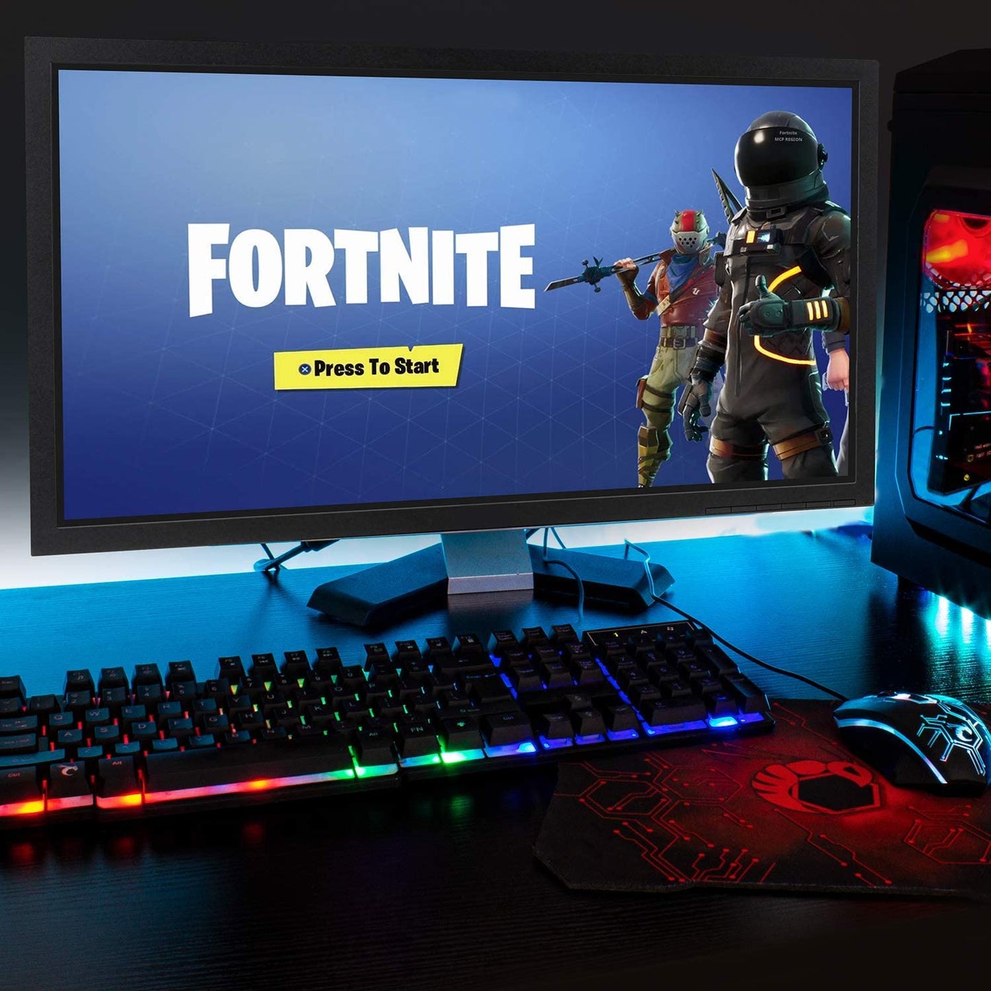 Gaming Keyboard and Mouse and Mouse Pad and Gaming Headset, Wired LED RGB Backlight Bundle for PC Gamers and Xbox and PS4 Users - 4 in 1 Edition Hornet RX-250