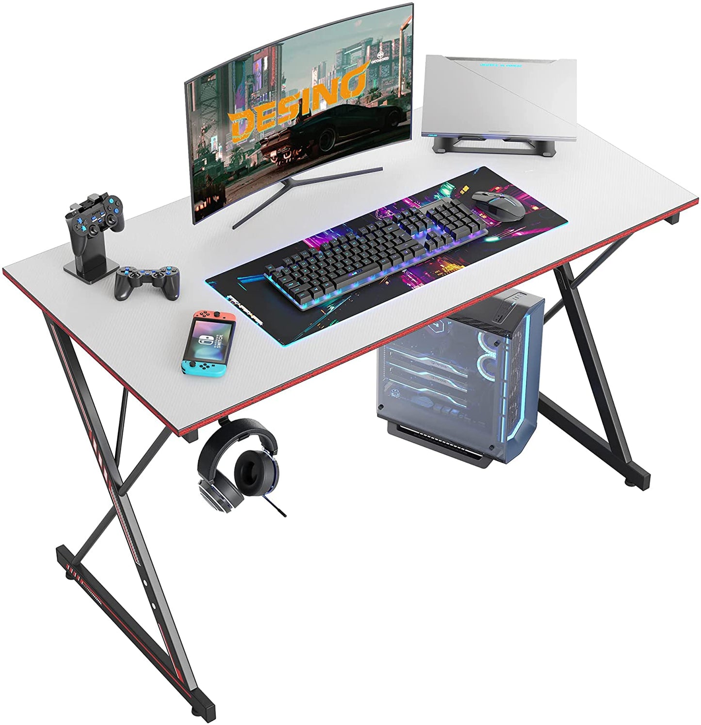Gaming Desk 40 Inch PC Computer Desk, Home Office Desk Table Gamer Workstation, Simple Game Table, Black