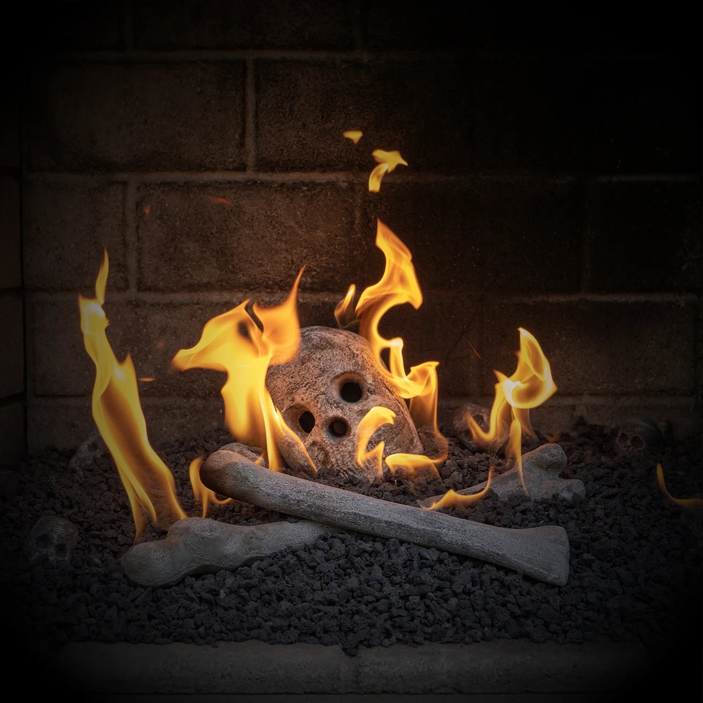 Ceramic Fire Pit Decor | Fire Pit Skulls and Bones | Halloween Pumpkin | for Fire Pits and Fireplaces | Spooky and Scary Decor