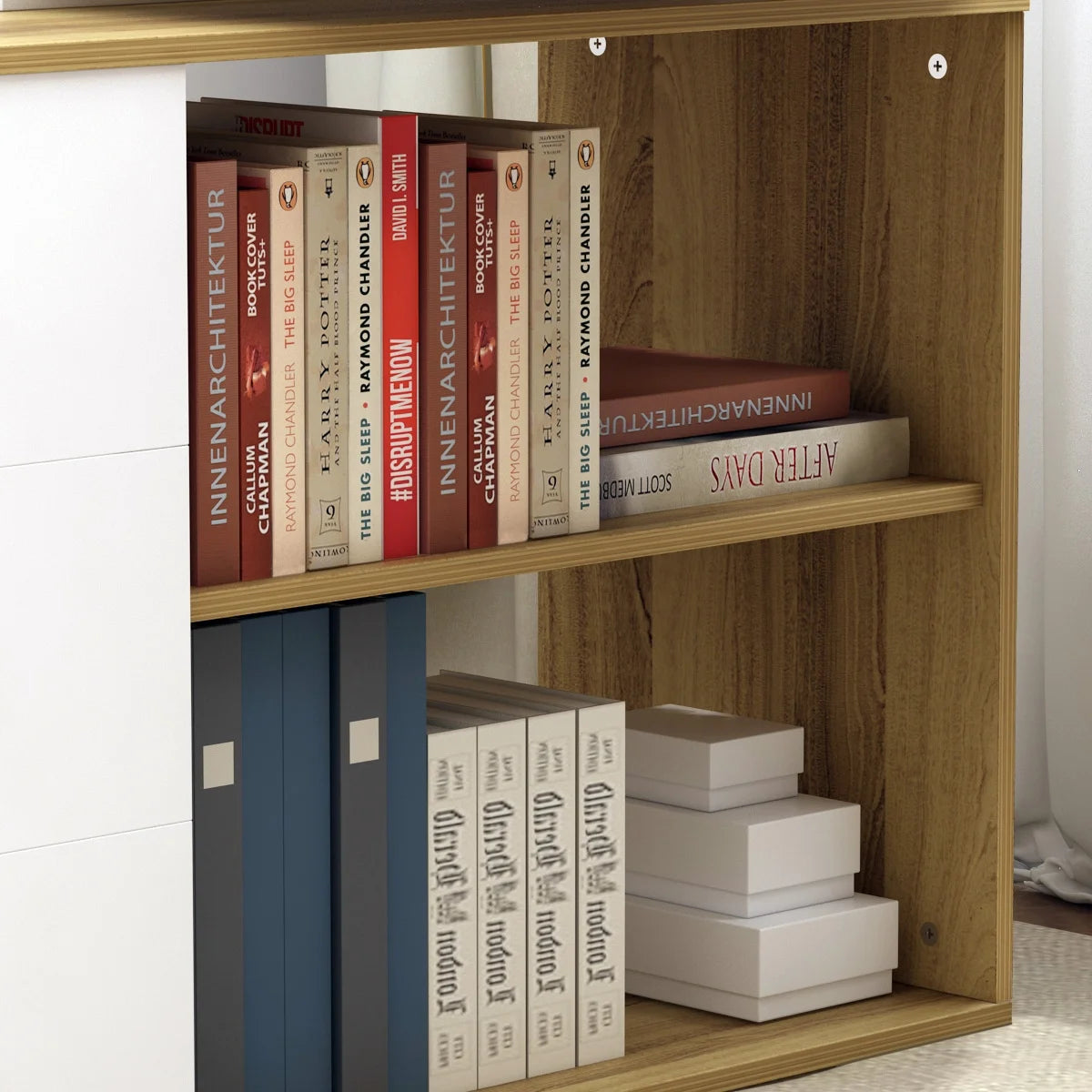 L-Shaped Executive Desk with 3 Drawers for Home and Office