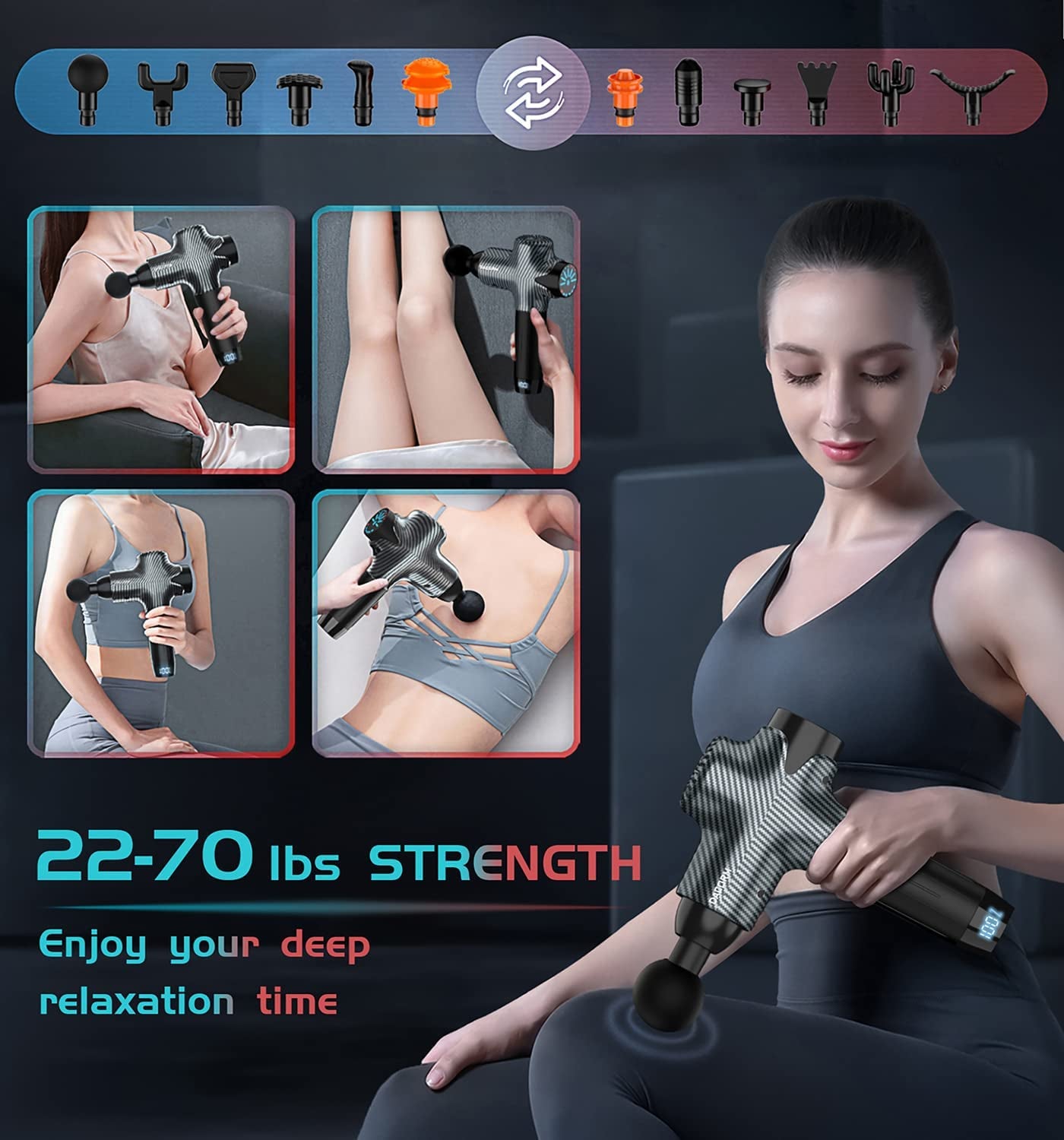 Massage Gun Deep Tissue Percussion Muscle Massage Gun for Athletes,Super Quiet Portable Electric Sport Massager,Handheld Deep Tissue Massager of Y8 Pro Max.(Carbon)