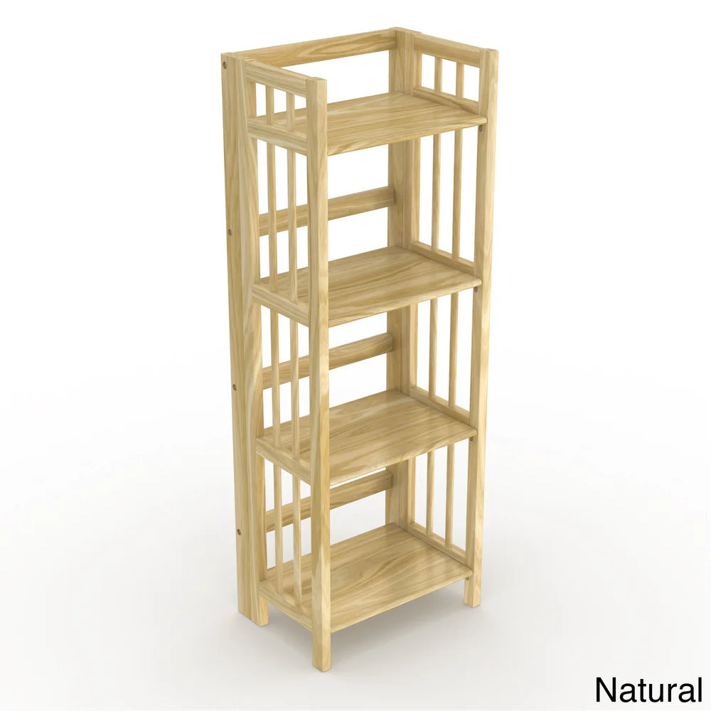 No Assembly Folding Four Shelf Bookcase (16 Inches Wide)