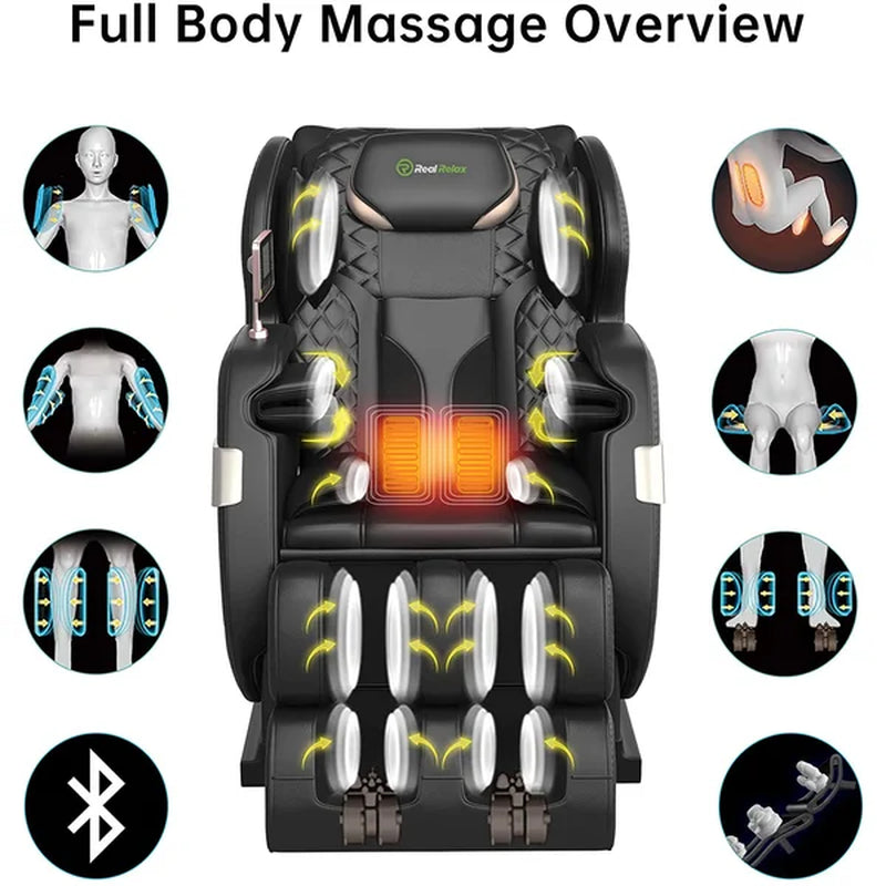 Faux Leather Heated Full Body Massage Chair with Dual-Core S Track