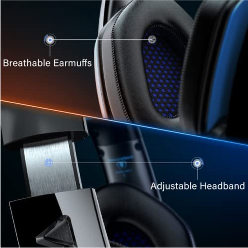 Gaming Headset for PS4 PS5 Xbox One PC Switch Laptop with 7.1 Surround Sound, Gaming Headphones with Noise Canceling Mic