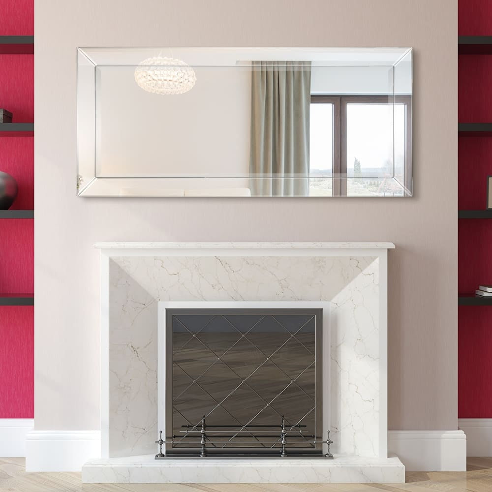 Beveled Rectangular Bathroom or Bedroom Wall Mirror