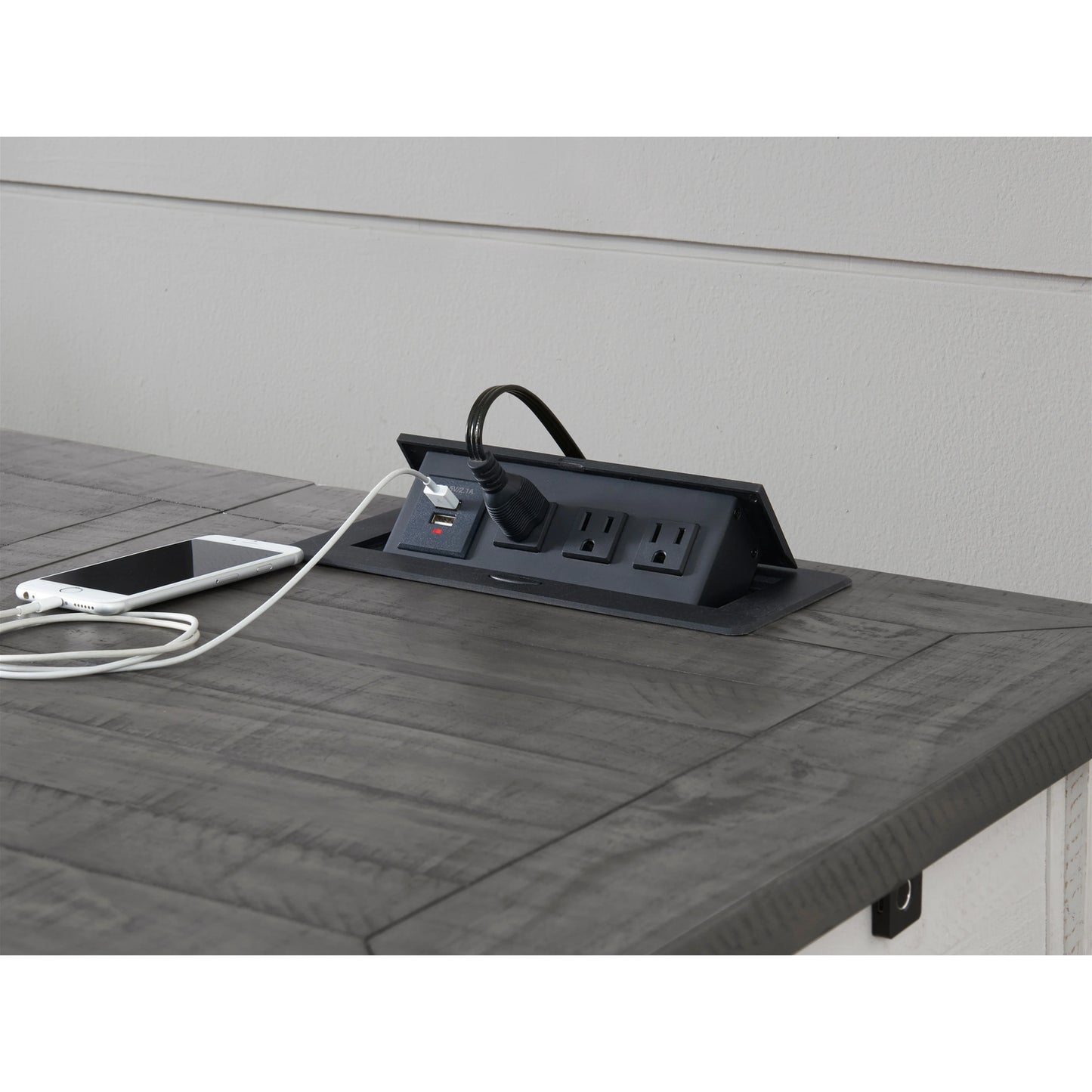 Standing option Lift-Top Desk with Fingerprint Lock White Stain and Grey
